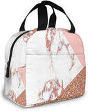 Pink Marble Glitter Lunch Bag Cooler Women Tote Insulated Lunch Box