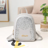 Pink Sequin Women's Small Backpack with Cat Decorative Messenger Single Shoulder