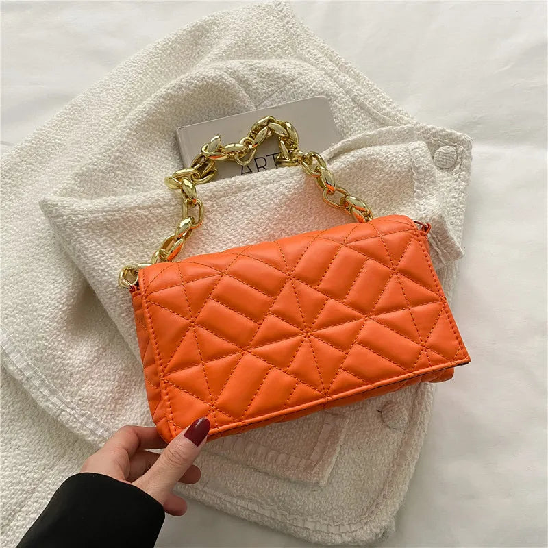 Plaid Armpit Shoulder Bag for Women Chain Underarm Bag Female Leather