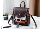 Plaid Backpack Women Bag Soft Leather Small Backpacks Shoulder Bag