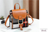 Plaid Backpack Women Bag Soft Leather Small Backpacks Shoulder Bag