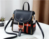 Plaid Backpack Women Bag Soft Leather Small Backpacks Shoulder Bag