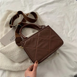 Plaid Women's Shoulder Bags Wide Strap Messenger Bags