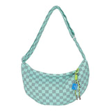 Plaid Commute Bag Half Moon Handbag Lightweight Large Capacity