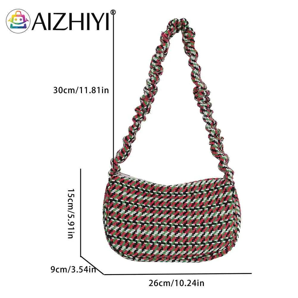 Plaid Half Moon Shaped Female Hand Bag