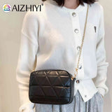 Plaid Underarm Bag Chain Small Square Bag Casual PU Leather