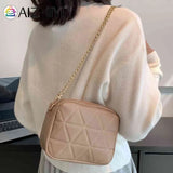 Plaid Underarm Bag Chain Small Square Bag Casual PU Leather