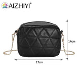Plaid Underarm Bag Chain Small Square Bag Casual PU Leather