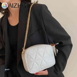 Plaid Underarm Bag Chain Small Square Bag Casual PU Leather