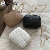 Plaid Underarm Bag Chain Small Square Bag Casual PU Leather