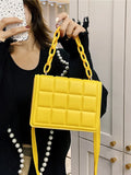 Plaid Flap Shoulder Crossbody Bag Chain PU Leather Handbag Tote Clutch