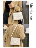 Plaid Flap Shoulder Crossbody Bag Chain PU Leather Handbag Tote Clutch