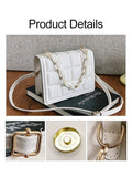 Plaid Flap Shoulder Crossbody Bag Chain PU Leather Handbag Tote Clutch