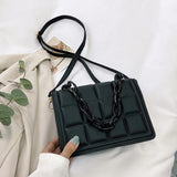 Plaid Flap Shoulder Crossbody Bag Chain PU Leather Handbag Tote Clutch
