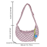 Plaid Half Moon Crescent Ladies Handbag Soft Lightweight Casual Portable Bag