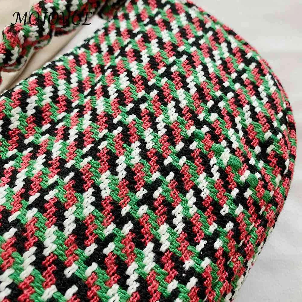 Vintage Plaid Ladies Tote Bag Half Moon Shape Casual Commute Bag
