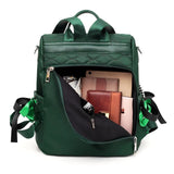 Stylish Plaid Laptop Backpack Anti Theft Green Daypack