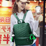 Stylish Plaid Laptop Backpack Anti Theft Green Daypack