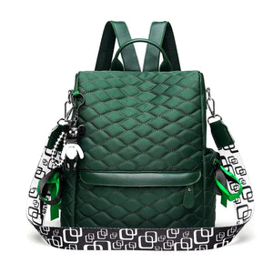 Stylish Plaid Laptop Backpack Anti Theft Green Daypack