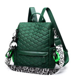 Stylish Plaid Laptop Backpack Anti Theft Green Daypack