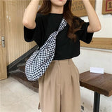 Plaid Large Capacity Shoulder Bags Women Girls Candy Travel Portable