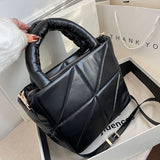 Plaid Large Tote Bucket Bag High-quality PU Leather