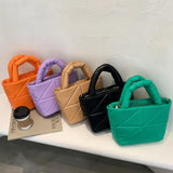 Plaid Large Tote Bucket Bag High-quality PU Leather