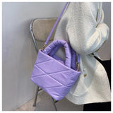 Plaid Large Tote Bucket Bag High-quality PU Leather