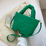 Plaid Large Tote Bucket Bag High-quality PU Leather