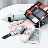 Plaid PU Leather Backpacks Women Convertible Backpack Crossbody Bag