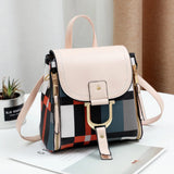 Plaid PU Leather Backpacks Women Convertible Backpack Crossbody Bag