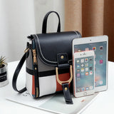 Plaid PU Leather Backpacks Women Convertible Backpack Crossbody Bag