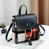 Plaid PU Leather Backpacks Women Convertible Backpack Crossbody Bag