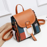 Plaid PU Leather Backpacks Women Convertible Backpack Crossbody Bag