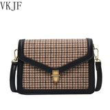 Plaid PU Leather Crossbody Bag Chain Shoulder Messenger Small Bag Female Travel