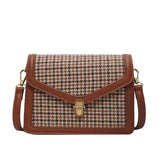 Plaid PU Leather Crossbody Bag Chain Shoulder Messenger Small Bag Female Travel