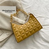 Plaid PU Leather Shoulder Bag Chain Handbag Purse Female Shopping Bag