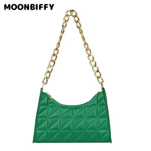 Plaid PU Leather Shoulder Bag Chain Handbag Purse Female Shopping Bag