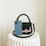 Mini PU Leather Cross-body Shoulder Bag Plaid Panelled All-match Saddle Bag