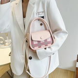 Mini PU Leather Cross-body Shoulder Bag Plaid Panelled All-match Saddle Bag