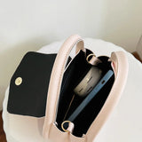 Mini PU Leather Cross-body Shoulder Bag Plaid Panelled All-match Saddle Bag