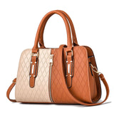 Plaid Patchwork Handbags PU Leather Crossbody Women Bag Yellow