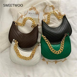 Plaid Pattern Leather Hobos Chains Crossbody Bag Shoulder Handbag Tote