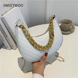Plaid Pattern Leather Hobos Chains Crossbody Bag Shoulder Handbag Tote