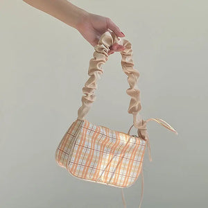 Sweet Plaid Nylon Shoulder Bag Top-handle