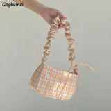 Sweet Plaid Nylon Shoulder Bag Top-handle