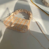 Sweet Plaid Nylon Shoulder Bag Top-handle