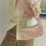 Sweet Plaid Nylon Shoulder Bag Top-handle