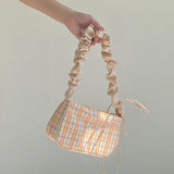 Sweet Plaid Nylon Shoulder Bag Top-handle