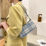 Plaid Print Underarm Bag Cloth Ladies Handbag For Women Shoulder Bags